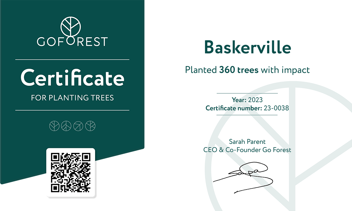 Baskerville heeft 360 bomen gepland in 2023 via Go Forrest