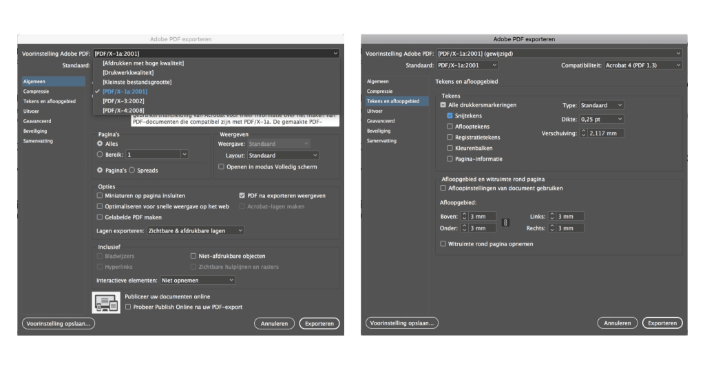 Adobe InDesign opslaan als PDF voor de drukker